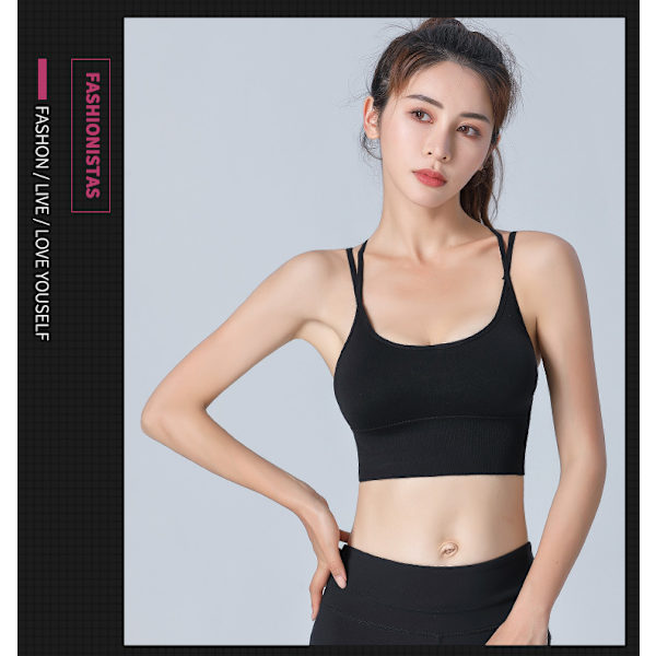Cross Back Sports BH med polstrede stropper Cross Cropped BH til Yoga Workout Fitn