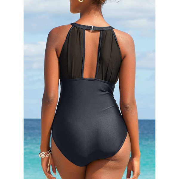 Womens One Piece Swimsuits Mesh V Neck  Bathing Suits Tummy Control Swimwea