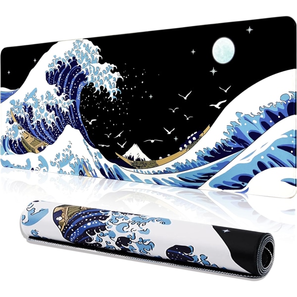 Gaming Laptop Mouse Pad, Sea Wave Big Mice Pads PC Tangentbord Waterp