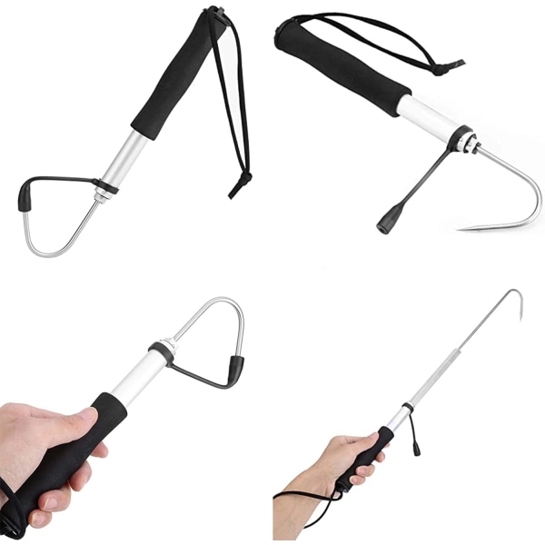 2 st Gaff Hook, Teleskopisk Gaff Hook Infällbar Fiske Hook Rostfritt Stål