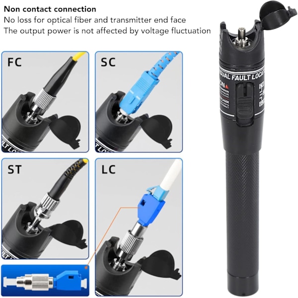 Visuel Fejlfinder, 60MW 60KM Optisk Kabeltester Meter VFL, Fiberoptisk Værktøjssæt Fibernetværkskabels Testkit til FC SC ST Grænseflade