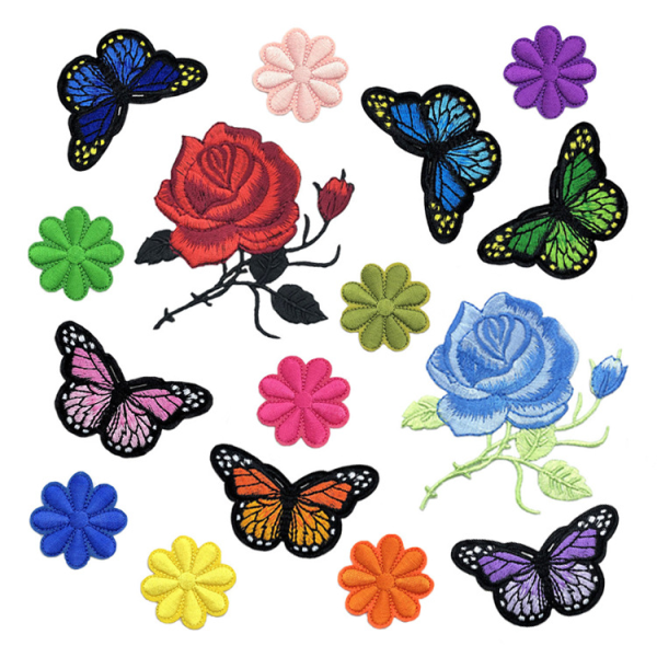 16 stk Applikasjonslapper til klær Stryk på blomster Flerfarget