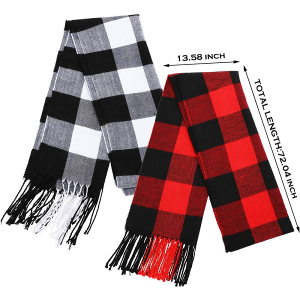 4 stk. Vinter Buffalo Plaid Tæppe Halstørklæde til Kvinder Børn Hals Wrap Halstørklæde Bulk Buffalo Sort og Rød Tjek Halstørklæder Gitter Varmt Halstørklæde Blødt Chunky Overflade 175*35cm