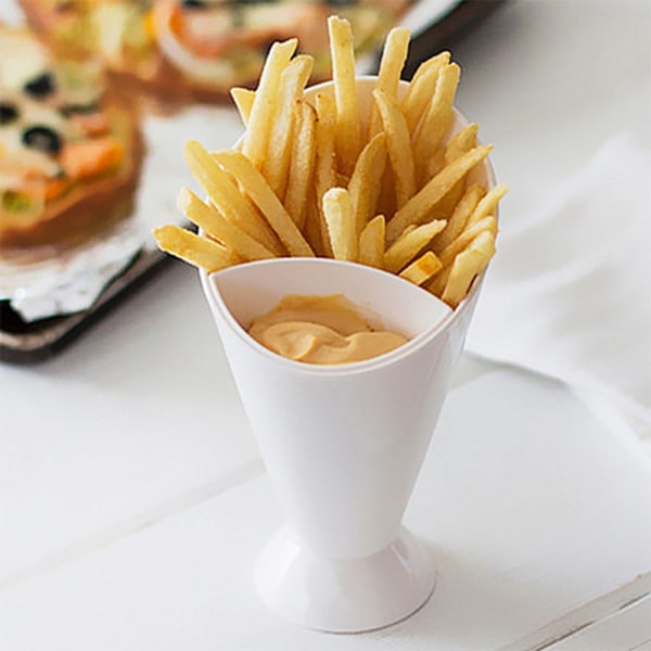 Pommes frites-holder med saucekopholder Dip Set 2 i 1 Pommes frites-kegle Dipp