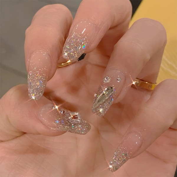 Korta naglar med nagellim Kvinnors flickor Dagligt bära Färdiga naglar Wi