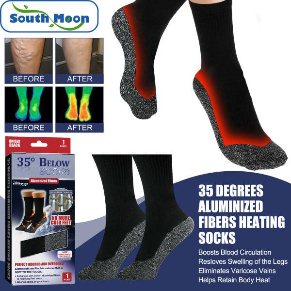 Termisk oppvarmede vintersokker Anti-skli Hold foten varm 35 grader aluminisert F