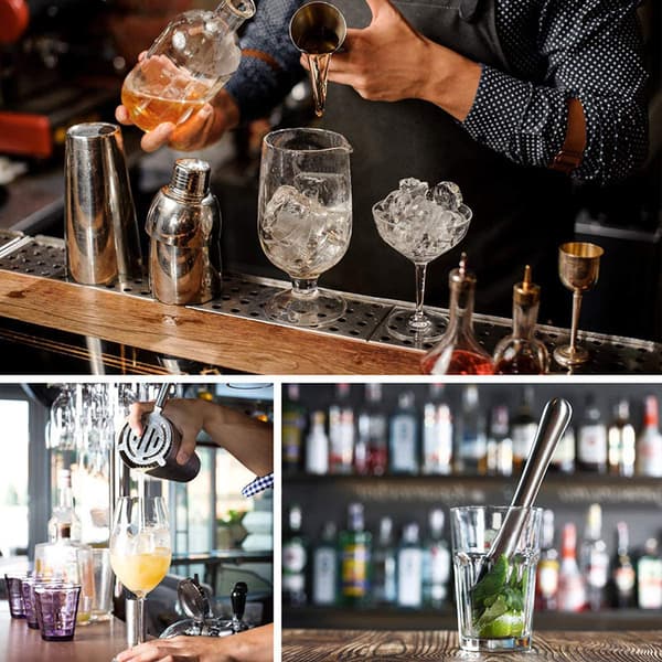 Cocktail shaker sett - Rustfritt stål sølv 7 deler