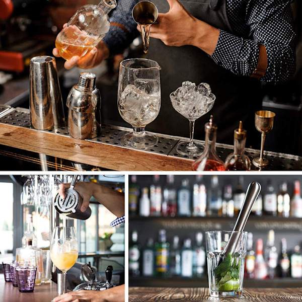 Cocktailshaker-sæt - Rustfrit stål sølv 7 dele