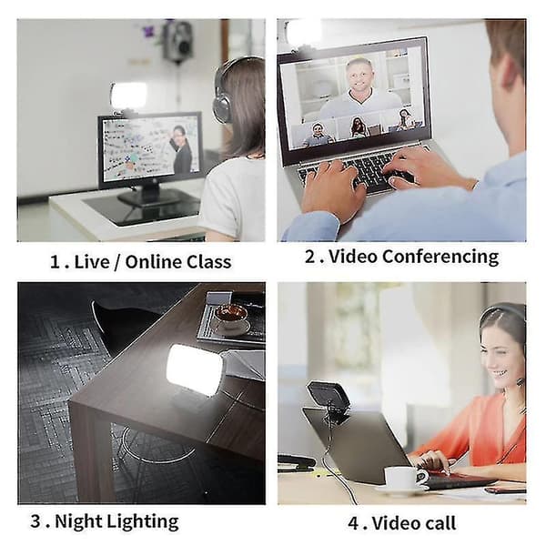 Bærbar Mini Video Lys Kit til Konferencer og Live Udsendelser - Webcam,