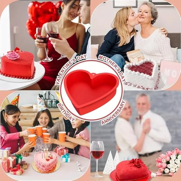 Sæt med 3 silikone hjerte kageform Valentinsdag silikoneform silikone kageform hjerteform barn silikone kageform