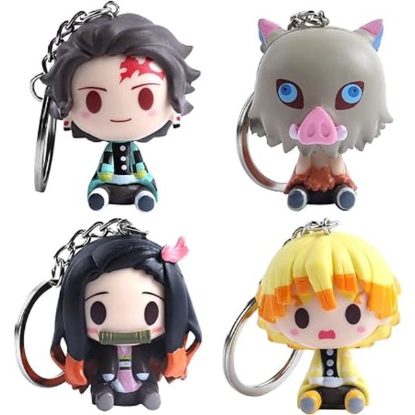 Demon Slayer Nyckelring, 4 st Demon Slayer Nyckelring, Demon Slayer Nyckelring, Demon Slayer Kimetsu no Yaiba Nyckelring, Anime Nyckelring för Barn Födelsedagspresent