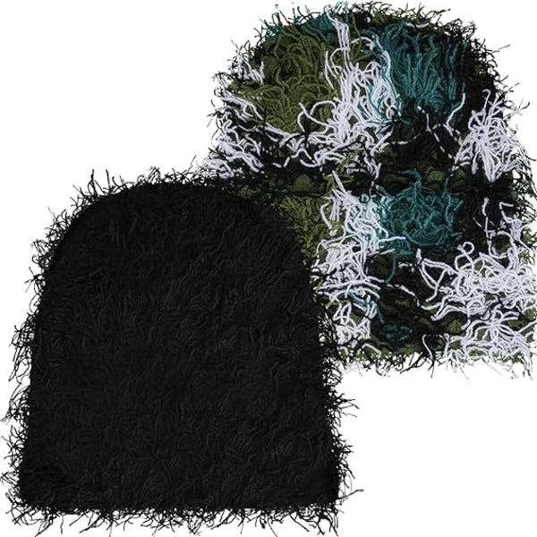 2 stk. Hue Beanie Distressed Balaclava Strikket Hue Beanie Distressed Caps