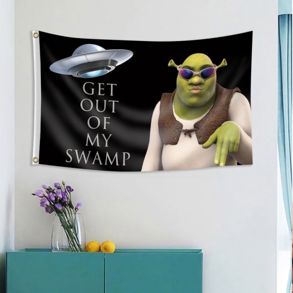 Shrek Gobeläng Svart Get Out Of My Swamp  Gobeläng Roliga Memes Gobeläng Sovrum Vardagsrum Väggkonst Affisch 90*150cm