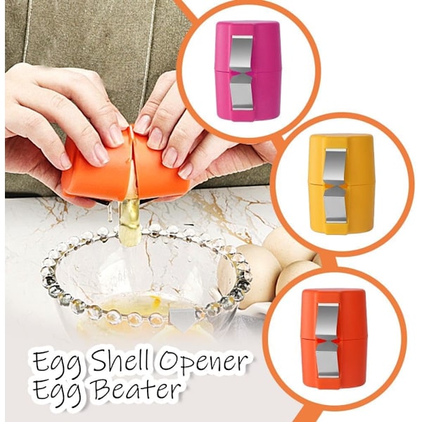 3 stk Eggeskallåpner, Rå Eggeåpner, Hardkokt Eggepisker, Hånd Eggeseparatør, Rustfritt Stål Eggeskjærer, Kjøkkenutstyr