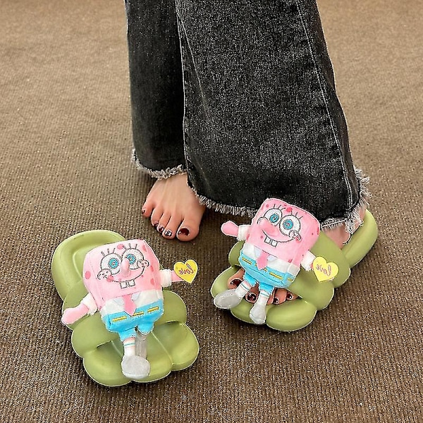 Naisten kesäsandaalit ulkokäyttöön 2023 mallit Spongebob Söpöt isot jalat litteät pohjasandaalit pehmeäpohjaiset tohvelit