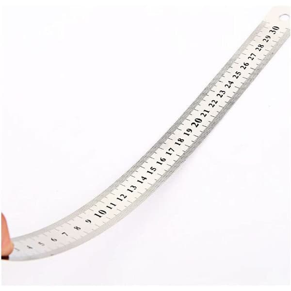 3 stk. rustfrit stållinjal sæt i metal 15cm(6''), 20cm(8''), 30cm(12'') sølv rustfrit stållinjal
