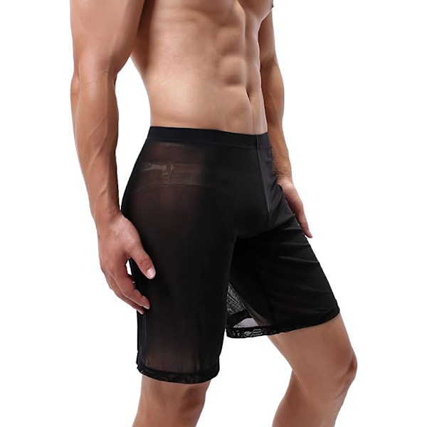 Genomskinliga shorts i mesh, lösa shorts, loungewear, underkläder, cover up, boxerkalsonger