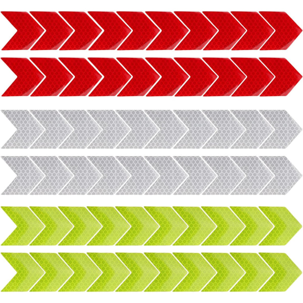 60 stykker refleksstrimmel motorcykelreflektor Rød, grøn, hvid 4,5*4,5 mm
