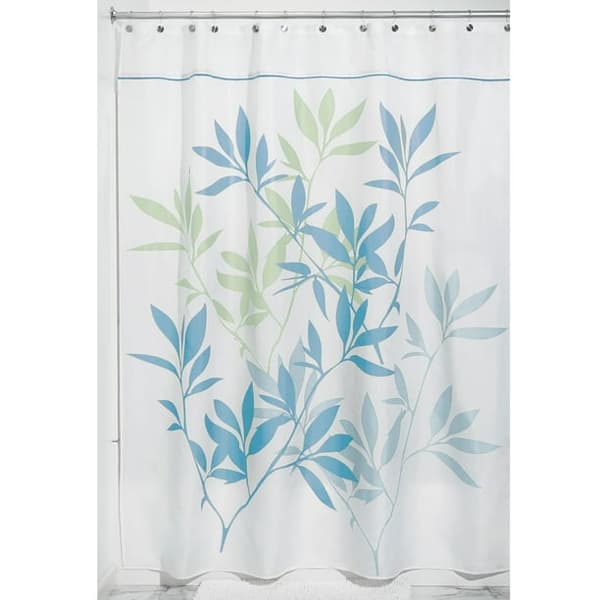 Blå blomster polyester dusjforheng, 72\" x 72\"