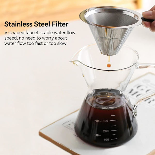 Håndbrygget Kaffemager, Manuel Kaffefilter, Håndbrygget Kaffemager Kop 400ml, Håndbrygget Kaffemager, Borosilikatglaskande, Manuel Håndbrygget Kaffe