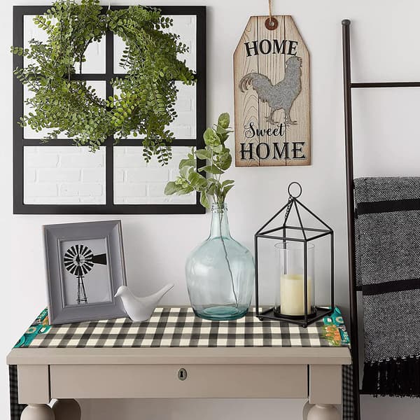 Buffalo Plaid Gulerot Egg Truck Daisy Happy Easter Bordsløper