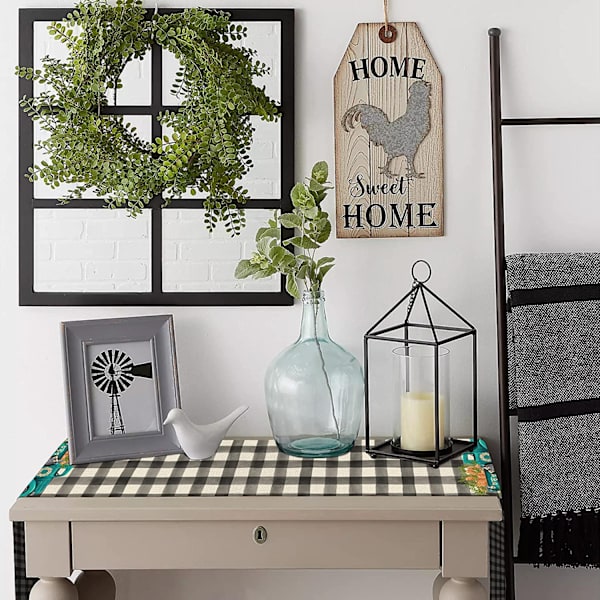 Buffalo Plaid Morot Ägg Lastbil Daisy Glad Påsk Bordslöpare