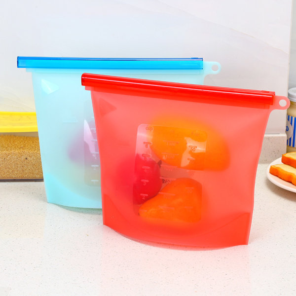 Gjenbrukbare Gallon-poser - 2-pakning - EKSTRA TYKKE Gjenbrukbare Fryseposer, Enkle å forsegle og LEKKASJESIKRE Matlagringsposer for Marinering av mat, frukt, smørbrød, snacks, måltidsforberedelse, reiseartikler