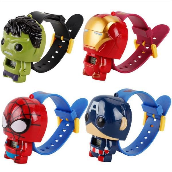 Superhjälte Klocka - som utvecklar sig. Hulk, Spiderman m fl Röd
