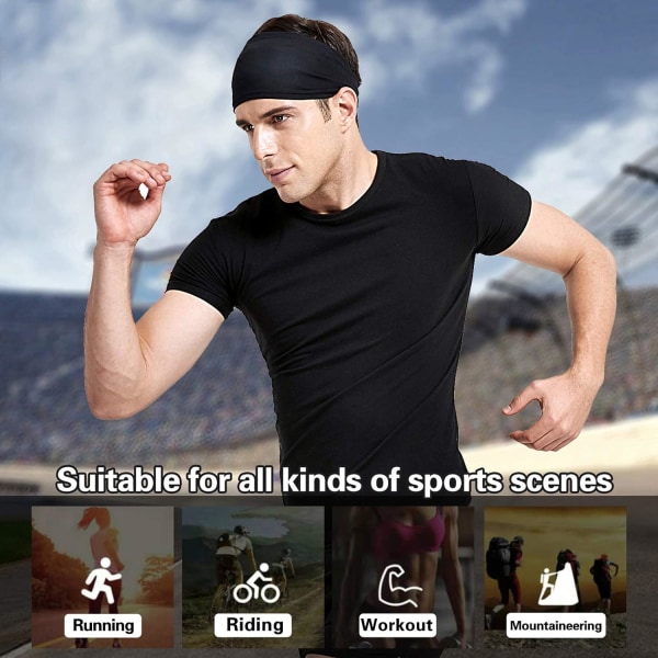 Løbepandebånd til mænd, 5-pakke, løbepandebånd til mænd, Sportspandebånd til mænd til løb, cykl