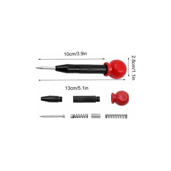 2 stk. Automatisk centerpunch 13cm stål Automatisk centerpunch Justerbar Slagcenterpunch Automatisk med hætte Præcision Automatisk centerpunch til metal træ- Gylden， Sort