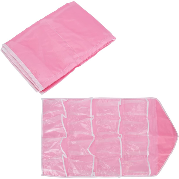 Opbevaring bag døren - Hængende vægskab over døren, opbevaringspose, polyester hængende hylder, lomme kompatibel soveværelse, stue (pink)