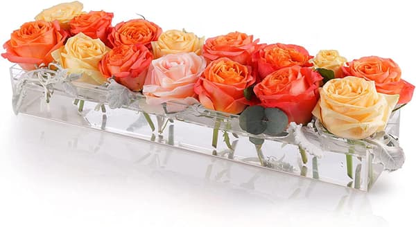 Klar Akryl Blomstervase Rektangulær Blomsterdekoration kompatibel Spisebord,