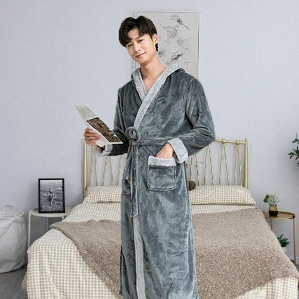 Unisex Badrockar Fleece Hel Lång Badrock Flanell Sjal Krage