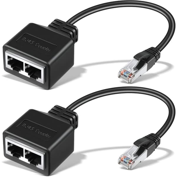 2 stk RJ45 Ethernet-kabel Nettverksadapter Ethernet Splitter Adapter Etherne