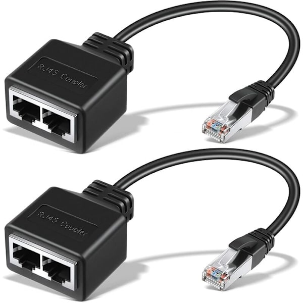 2 stk. RJ45 Ethernet-kabel netværksadapter Ethernet-splitteradapter Etherne