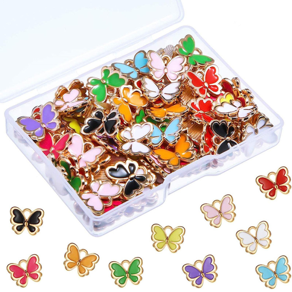 Vedhæng farverig sommerfuglemalje smykker charm legering sommerfugl 1