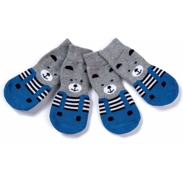 Lioistamattomat sukat koirille ja kissoille - Suojaa lemmikkisi tassuja ja sisälattioita, kumipehmusteilla, sopii pienille tai suurille koirille ja kissoille Sininen 2XL 4 kpl