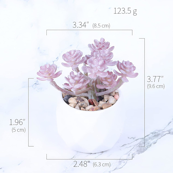 Sett med 4 mini kunstige sukkulenter, kunstige planter med potter, kunst