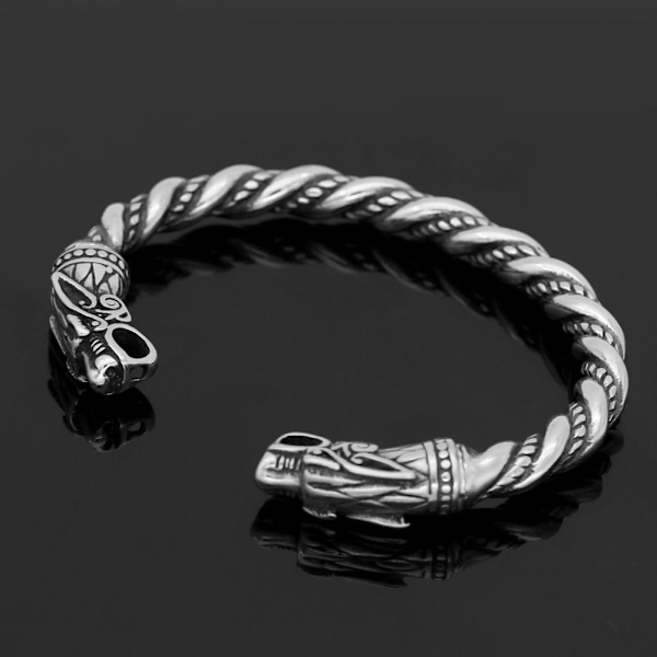 Justerbar dobbelthovedet drage armbånd legering hedenske armbånd nordisk snoet armbånd cool beskyttelse smykker poleret manchet armbånd viking armbånd