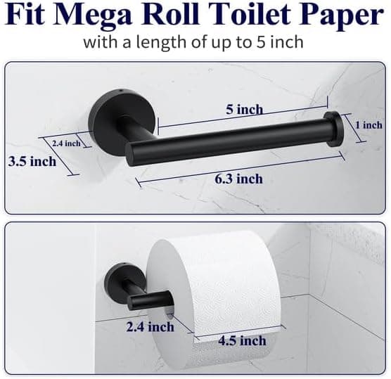 Toiletpapirholder til vægmontering - Robust rund matsort toiletpapirholder