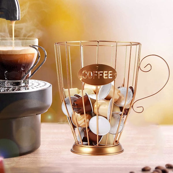Kaffekapsel förvaringskorg, kaffepåshållare, metallförvaringsställ för kaffekrämburk, espressoförvaringskorg