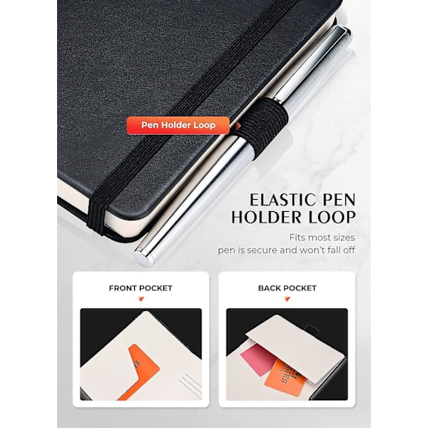 Pocket Notebook Liten anteckningsbok, anteckningsböcker Tjockt papper Executive Hård med I
