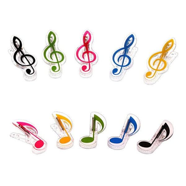 10 stk. Musik Symboler Binder Clips, Nod papir Klemme, til Nod Papir, Dokumenter, Noter Fotos - Kontor Forbrugsvarer, Diskantnøgle og Ottende Note, 5 C