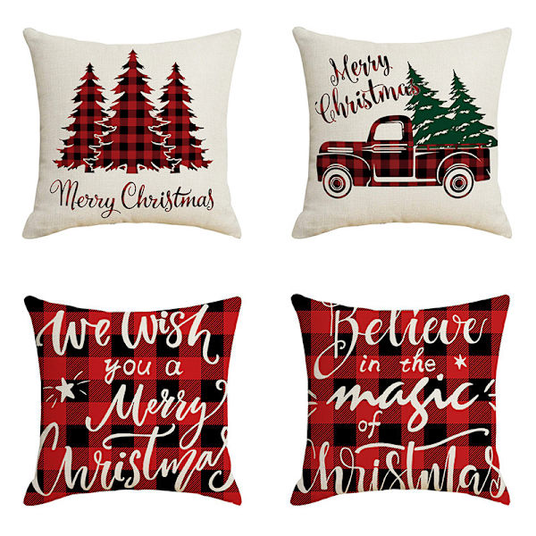 Juldesign Kuddfodral Set med Jul Kuddfodral Pack för Soffa Säng Rum Dekoration Tillbehör Polyester 45 cm X 45 cm Dekor inomhus