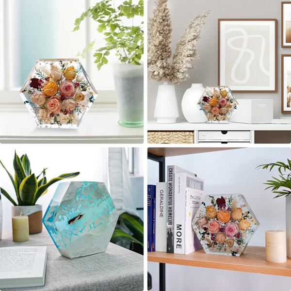 Stora silikonformar för harts, hexagonala hartsformar, djupa epoxihartsformar