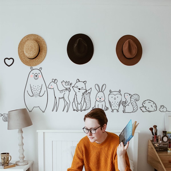 Viidakon eläinten seinätarra (30*90CM, itseliimautuva) DIY-tarrat, olohuone