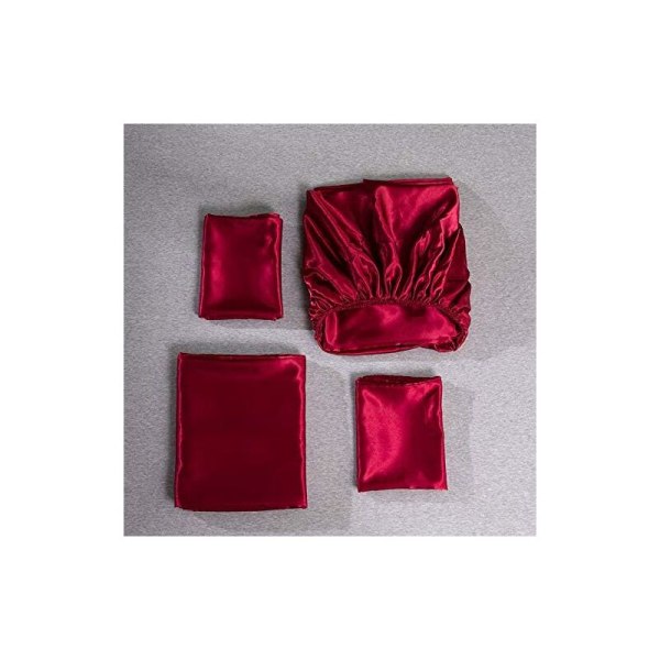 4 delar silke satin sängkläder set med prydnadslakan, platt lakan, örngott, B