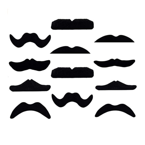 12 st falska mustascher självhäftande (6 mönster) Nyhet Skäggdräkt Facia