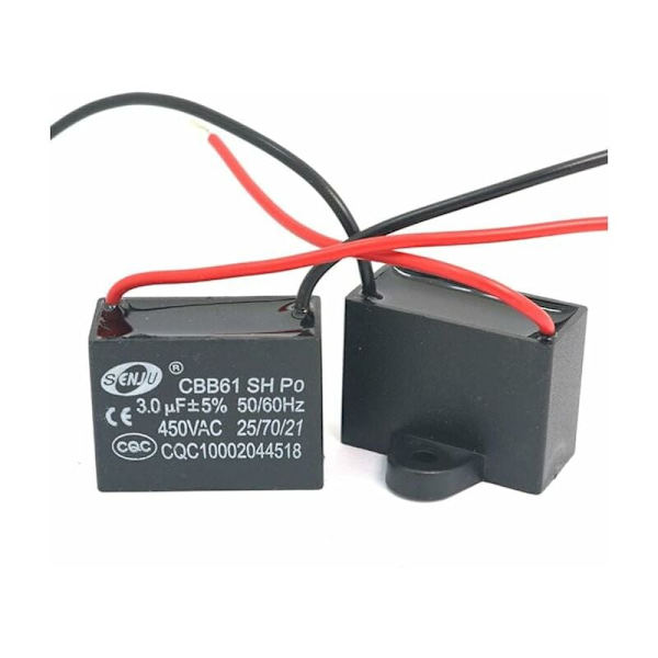 2 st CBB61 450V AC 50/60Hz Fläktmotor Ström Kondensator 3uF