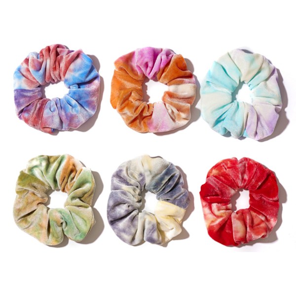 6 kpl värikkäitä tie-dye-hiusdonitseja talven samettista hiuspantaa poninhäntäpidike